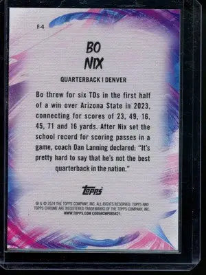 2024 Topps Chrome Bo Nix #F-4 Lazer RC Football - Football Card Single