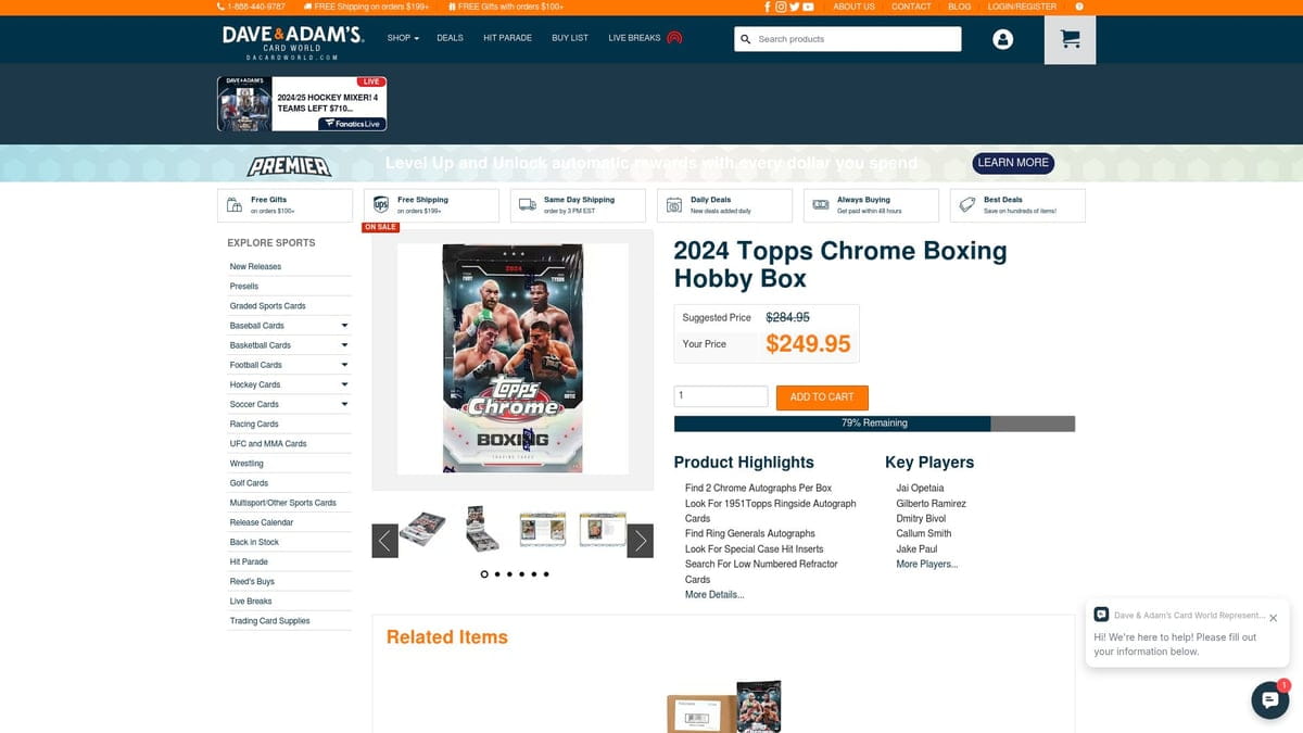 2024 Topps Boxing Chrome Hobby Box with Action Boxers