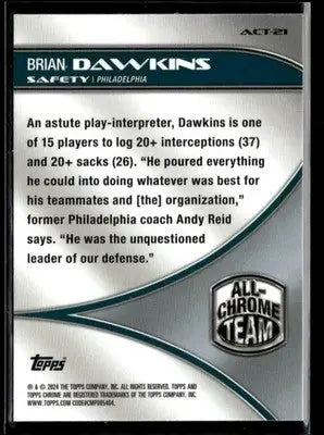 2024 Topps Chrome Brian Dawkins #ACT-21 All-Chrome Team Philadelphia Eagles
