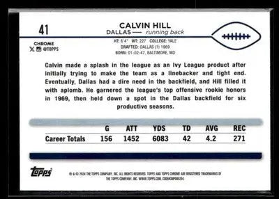 2024 Topps Chrome Calvin Hill #41 Dallas Cowboys