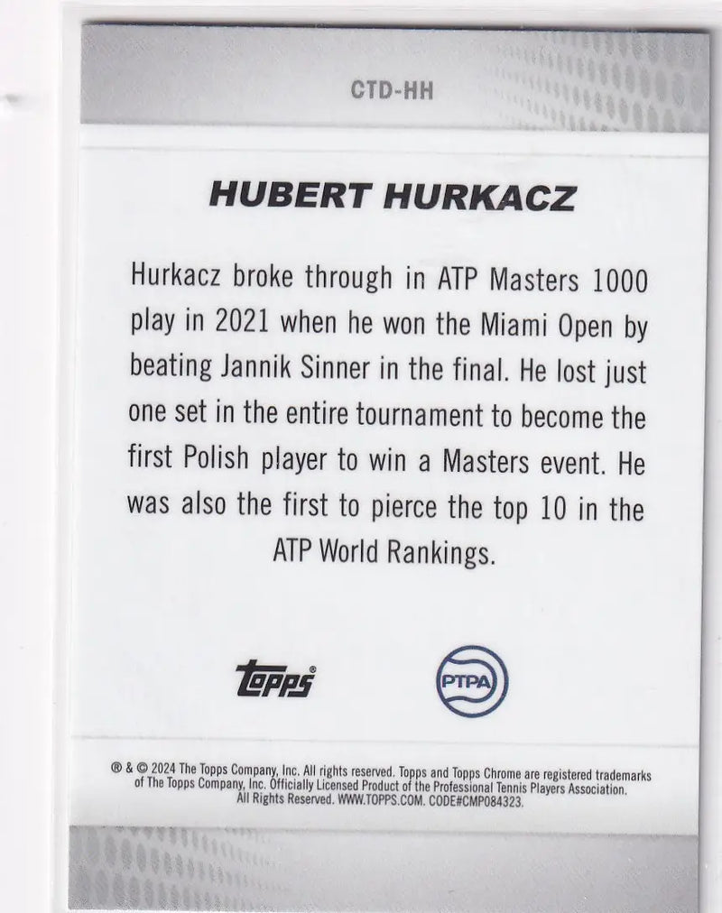 2024 Topps Chrome Captured #CTD-HH Hubert Hurkacz - Other