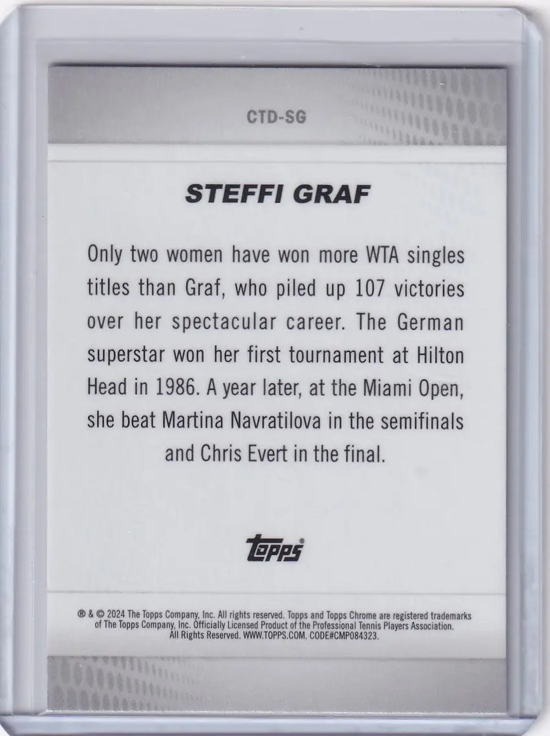 Trading card featuring Steffi Graf’s career achievements from Topps Chrome Captured
