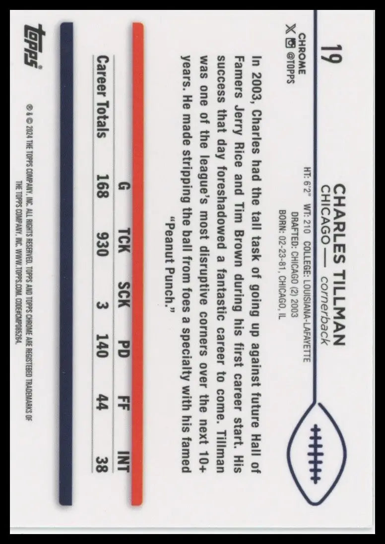 2024 Topps Chrome - Charles Tillman #19 - Football Card Single