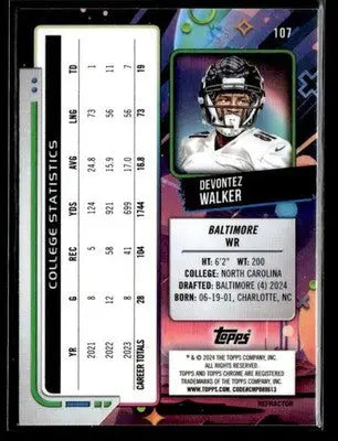2024 Topps Chrome Cosmic #107 Devontez Walker Refractors - Football Card Single