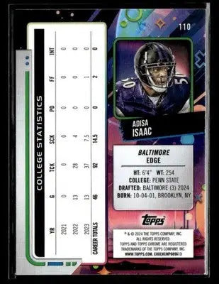 2024 Topps Chrome Cosmic #110 Adisa Isaac - Football Card Single