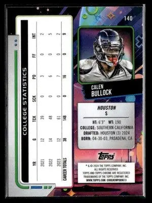 2024 Topps Chrome Cosmic #140 Calen Bullock - Football Card Single