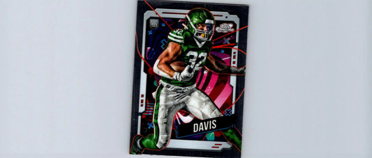 Football trading card featuring Isaiah Davis in a green and white Topps Chrome Cosmic design