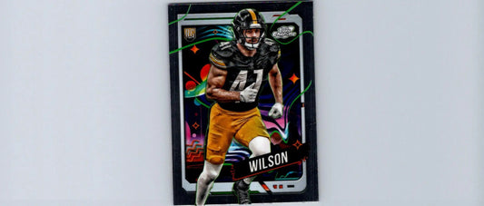 Payton Wilson 2024 Topps Chrome Cosmic trading card featuring player in black and gold uniform