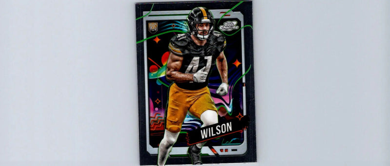Payton Wilson 2024 Topps Chrome Cosmic trading card featuring player in black and gold uniform