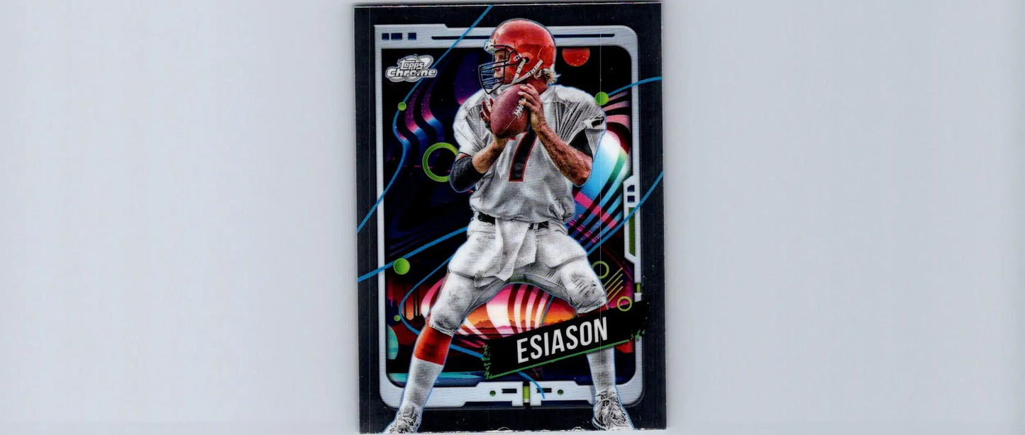 Football trading card featuring Boomer Esiason in uniform from 2024 Topps Chrome Cosmic