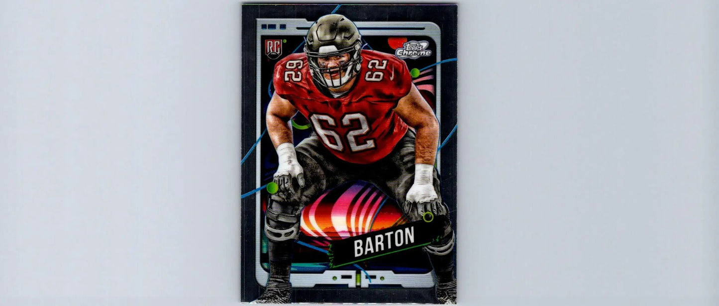 Football trading card featuring Graham Barton in a red jersey from 2024 Topps Chrome Cosmic