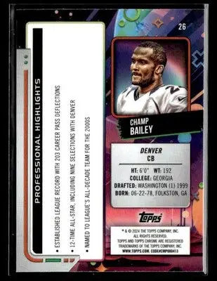 2024 Topps Chrome Cosmic #26 Champ Bailey - Football Card Single