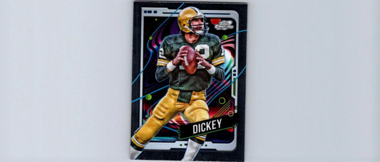 Lynn Dickey football trading card from Topps Chrome Cosmic 2024 featuring a green and gold uniform