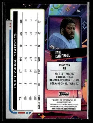 2024 Topps Chrome Cosmic #36 Earl Campbell - Football Card Single
