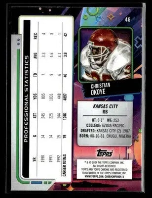 2024 Topps Chrome Cosmic #46 Christian Okoye - Football Card Single