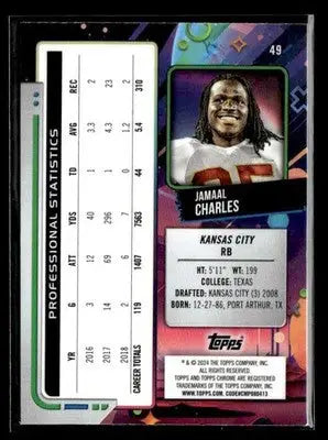 2024 Topps Chrome Cosmic #49 Jamaal Charles - Football Card Single