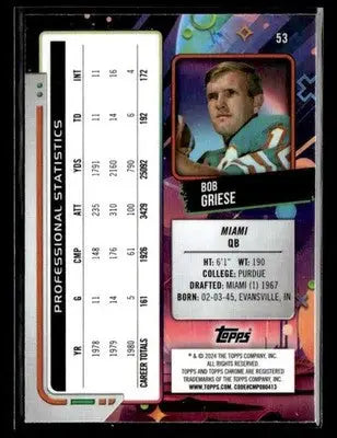 2024 Topps Chrome Cosmic #53 Bob Griese - Football Card Single