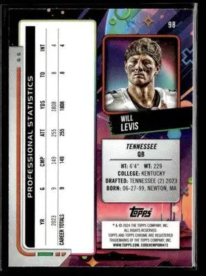 2024 Topps Chrome Cosmic #98 Will Levis - Football Card Single
