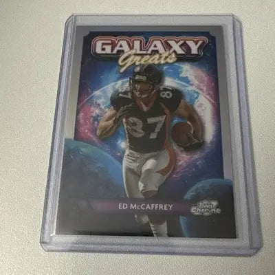 Football trading card featuring Ed McCaffrey from Topps Chrome Cosmic Galaxy Greats collection