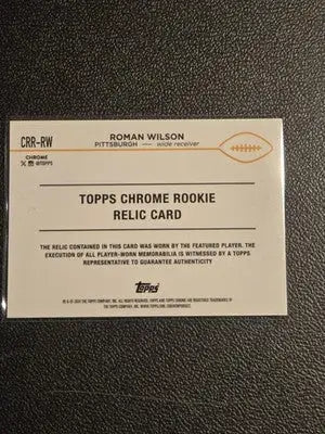 2024 Topps Chrome #CRR-RW Roman Wilson Topps Chrome Rookie Relics - Football Card Single