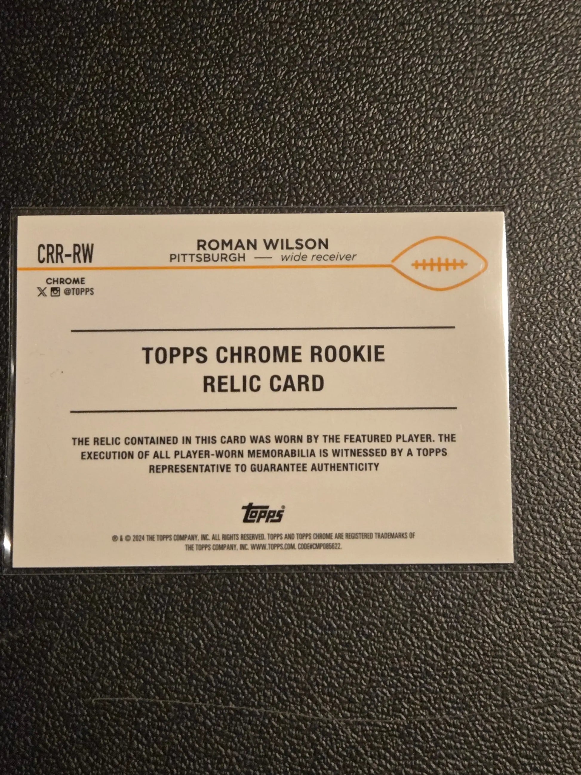 2024 Topps Chrome #CRR-RW Roman Wilson Topps Chrome Rookie Relics - Football Card Single