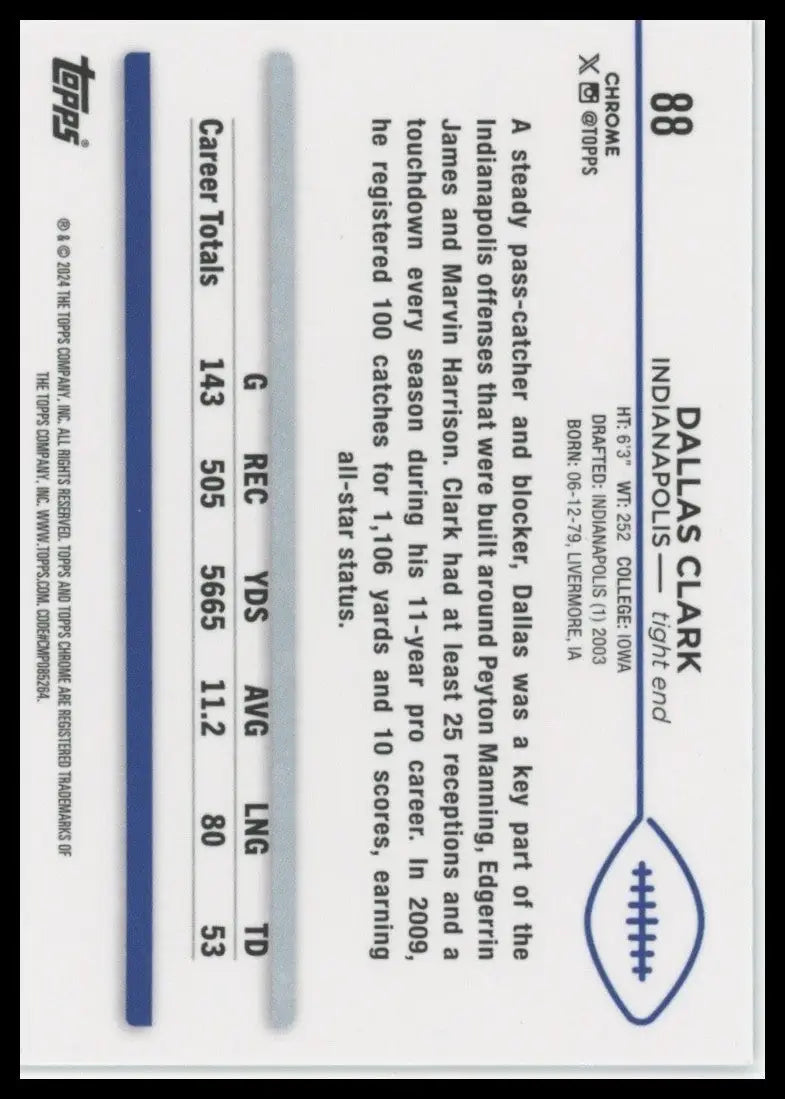 2024 Topps Chrome - Dallas Clark #88 - Football Card Single