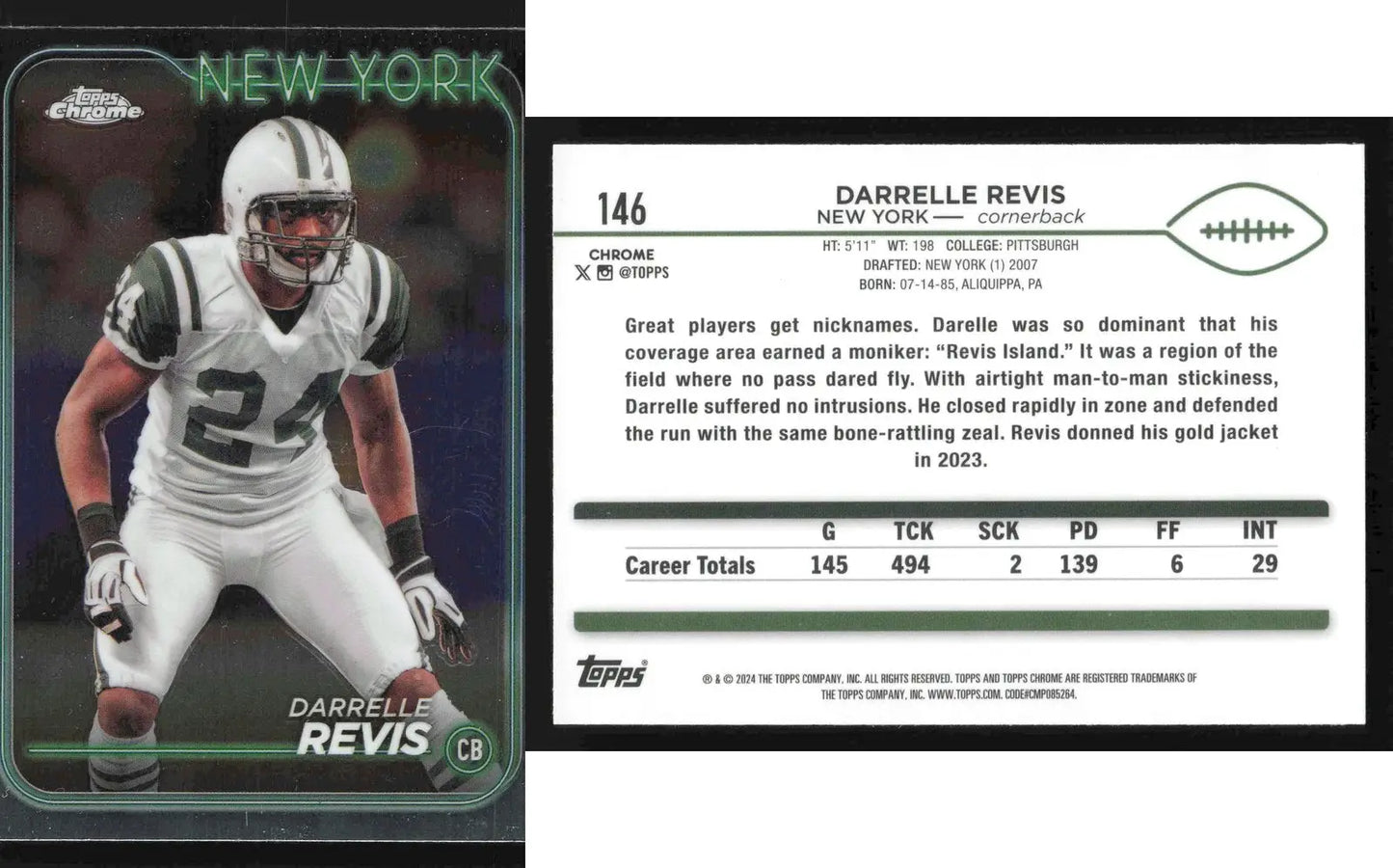 2024 Topps Chrome DARRELLE REVIS #146 New York Jets HOF - Football Card Single