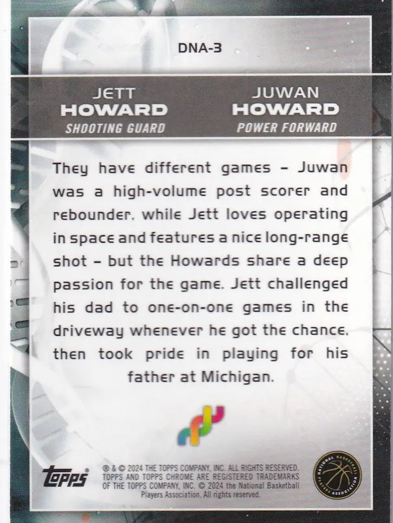 2024 TOPPS CHROME #DNA-3 JETT HOWARD & JUWAN HOWARD REFRACTOR- ORLANDO MAGIC