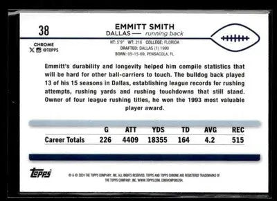 2024 Topps Chrome Emmitt Smith #38 Dallas Cowboys