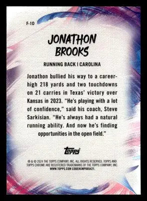 2024 Topps Chrome #F-10 Jonathon Brooks Finesse - Football Card Single