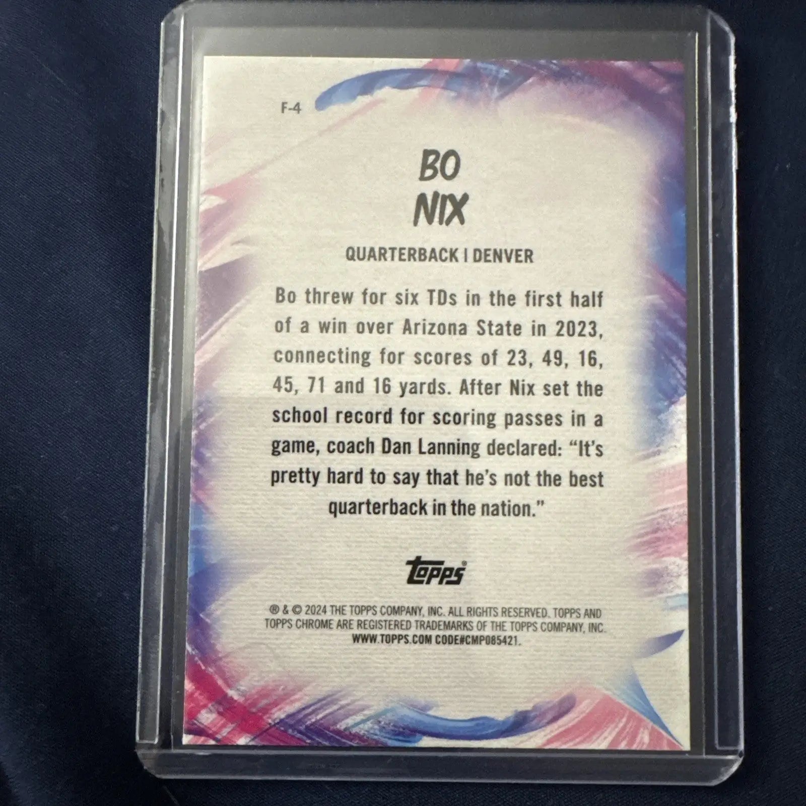 2024 Topps Chrome #F-4 Bo Nix Rookie RC LAZER REFRACTOR Finesse Insert Broncos - Football Card Single