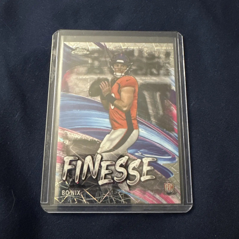 2024 Topps Chrome #F-4 Bo Nix Rookie RC LAZER REFRACTOR Finesse Insert Broncos - Football Card Single