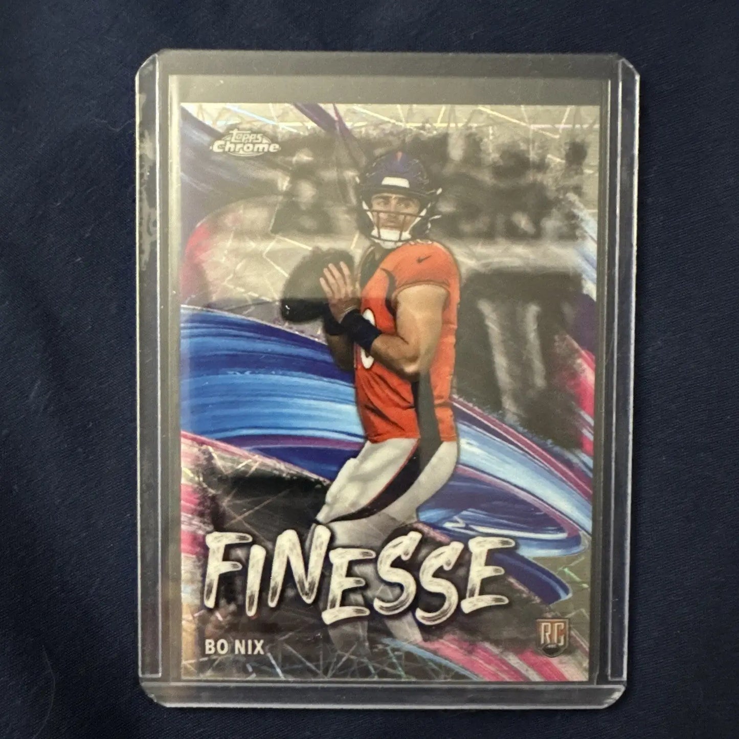 2024 Topps Chrome #F-4 Bo Nix Rookie RC LAZER REFRACTOR Finesse Insert Broncos - Football Card Single