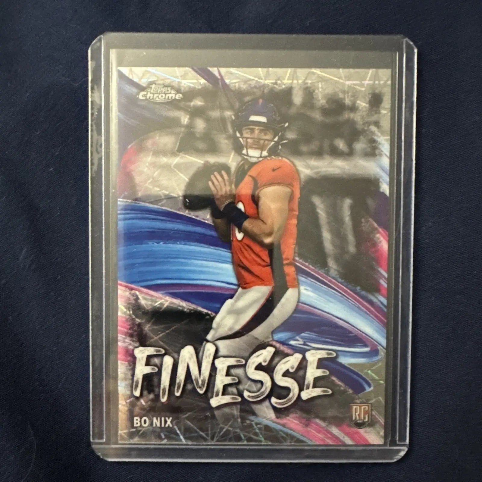 2024 Topps Chrome #F-4 Bo Nix Rookie RC LAZER REFRACTOR Finesse Insert Broncos - Football Card Single