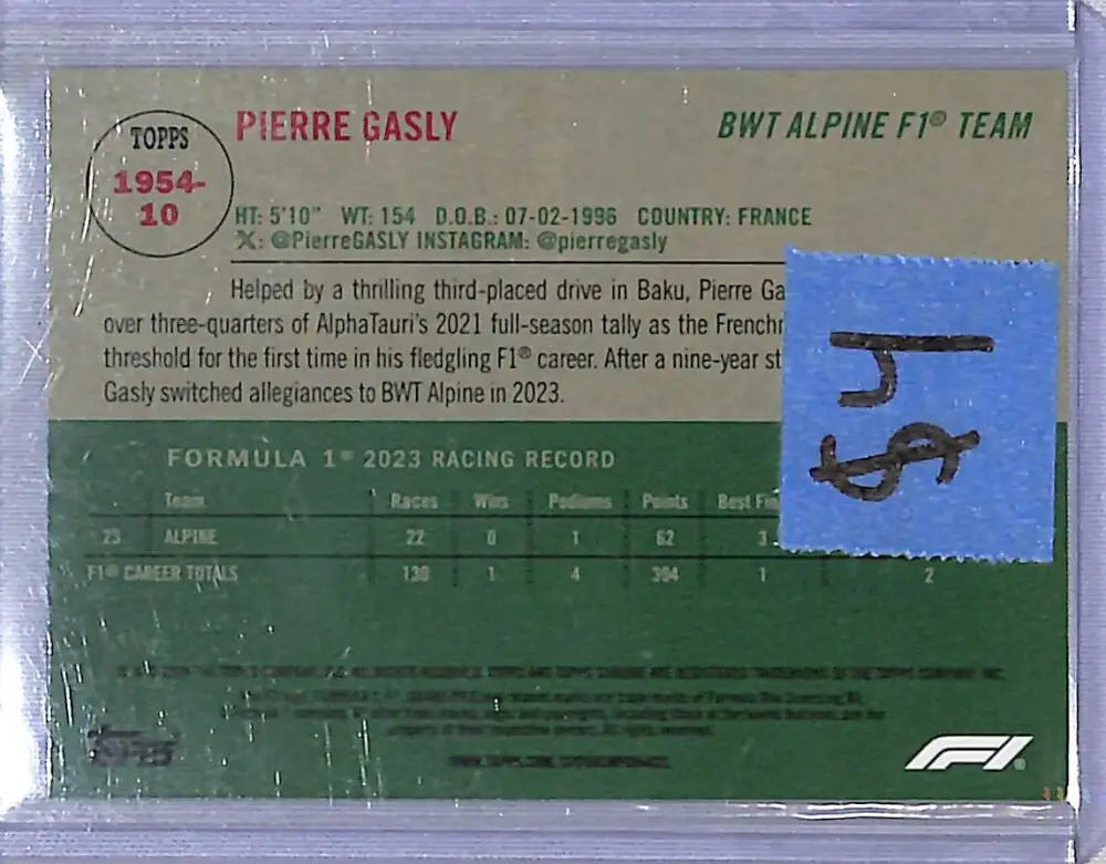 2024 Topps Chrome F1 1954 #1954-10 Pierre Gasly NM-MT - Racing Card Single