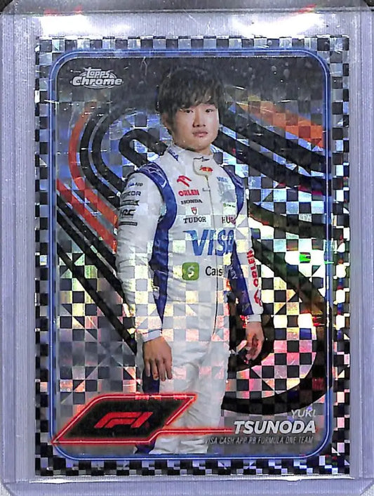 2024 Topps Chrome F1 Checkered Flag #17 Yuki Tsunoda NM-MT - Racing Card Single