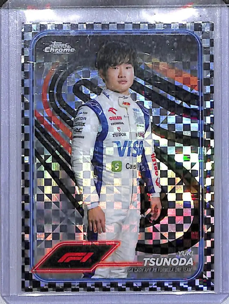 2024 Topps Chrome F1 Checkered Flag #17 Yuki Tsunoda NM-MT - Racing Card Single