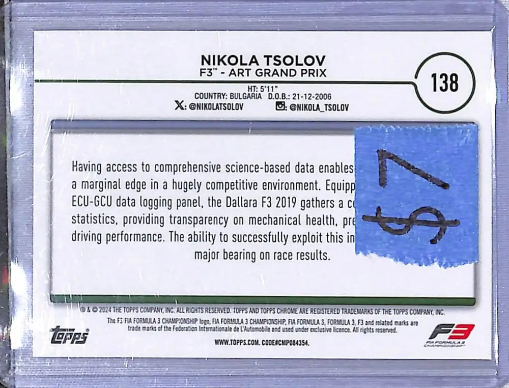2024 Topps Chrome F1 Negative Ray-Wave #138 Nikola Tsolov NM-MT - Racing Card Single