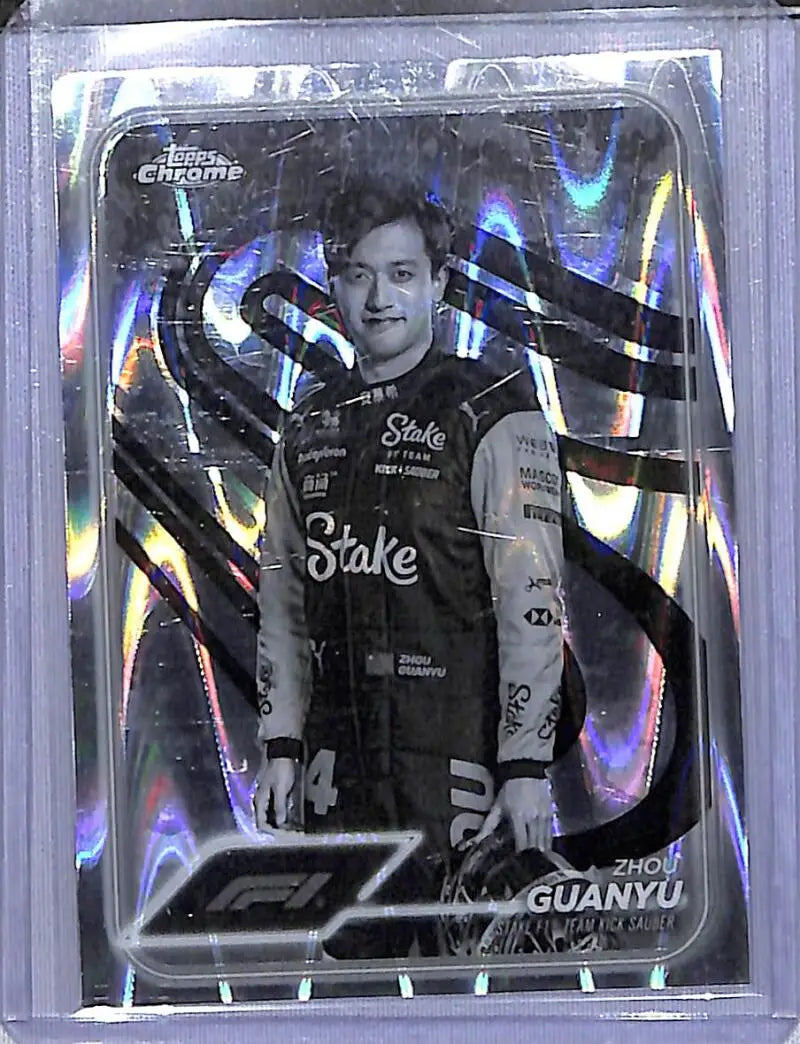 2024 Topps Chrome F1 Negative Ray-Wave #14 Zhou Guanyu NM-MT - Racing Card Single
