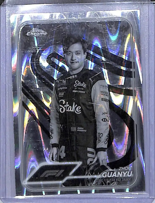 2024 Topps Chrome F1 Negative Ray-Wave #14 Zhou Guanyu NM-MT - Racing Card Single