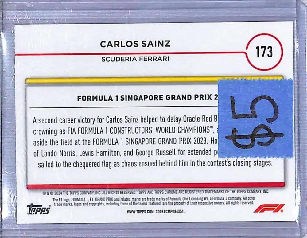 2024 Topps Chrome F1 Negative Ray-Wave #173 Carlos Sainz NM-MT - Racing Card Single