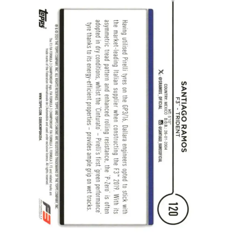 2024 Topps Chrome Formula 1 #120 Santiago Ramos NM-MT F3 - Trident Racing Card - Racing Card Single