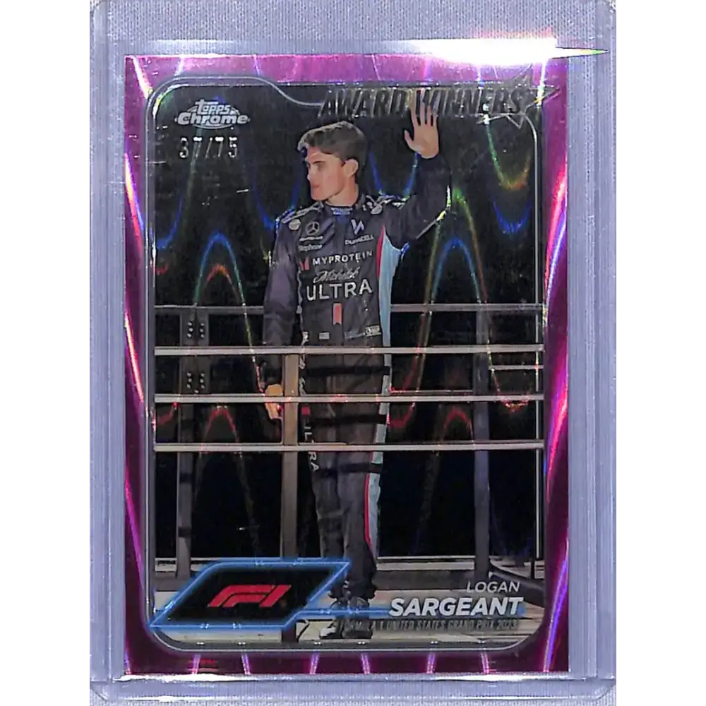2024 Topps Chrome Formula 1 Refractor Pink RayWave #186 Logan Sargeant NM-MT 37/75 Williams Racing Racing Card - Racing