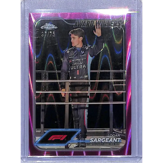 2024 Topps Chrome Formula 1 Refractor Pink RayWave #186 Logan Sargeant NM-MT 37/75 Williams Racing Racing Card - Racing
