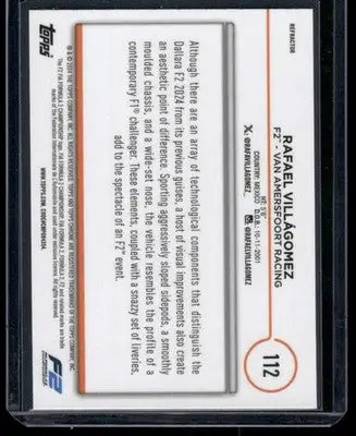 2024 Topps Chrome Formula 2 Rafael Villagomez #112 Auto Racing - Racing Card Single