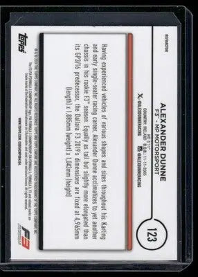 2024 Topps Chrome Formula 3 Alexander Dunne #123 Auto Racing - Racing Card Single