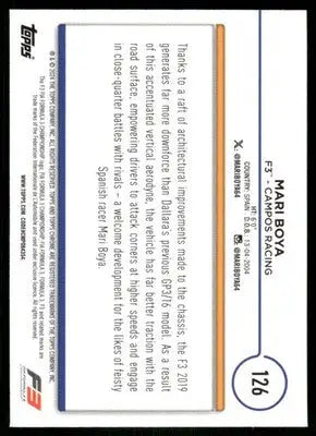 2024 Topps Chrome Formula 3 Mari Boya #126 Auto Racing - Racing Card Single