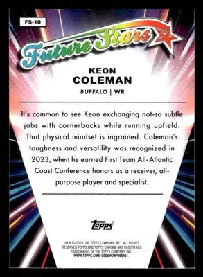 2024 Topps Chrome #FS-10 Keon Coleman Future Stars X-Fractor - Football Card Single