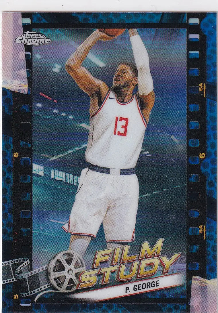2024 TOPPS CHROME #FS-10 PAUL GEORGE FILM STUDY BLUE HOLO- LOS ANGELES CLIPPERS - Basketball Card Single