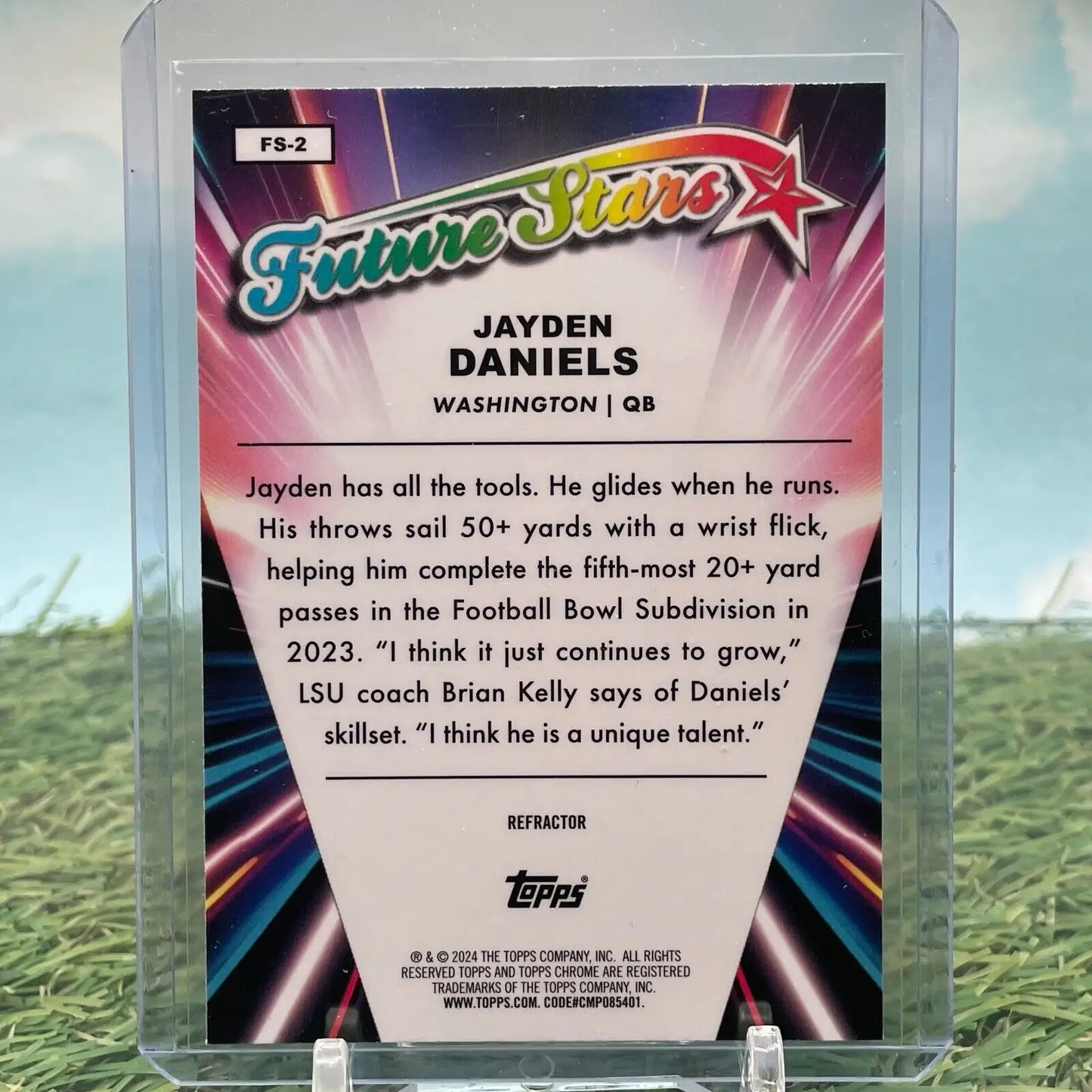 2024 Topps Chrome Jayden Daniels Future Stars Chrome Refractor Rookie football card